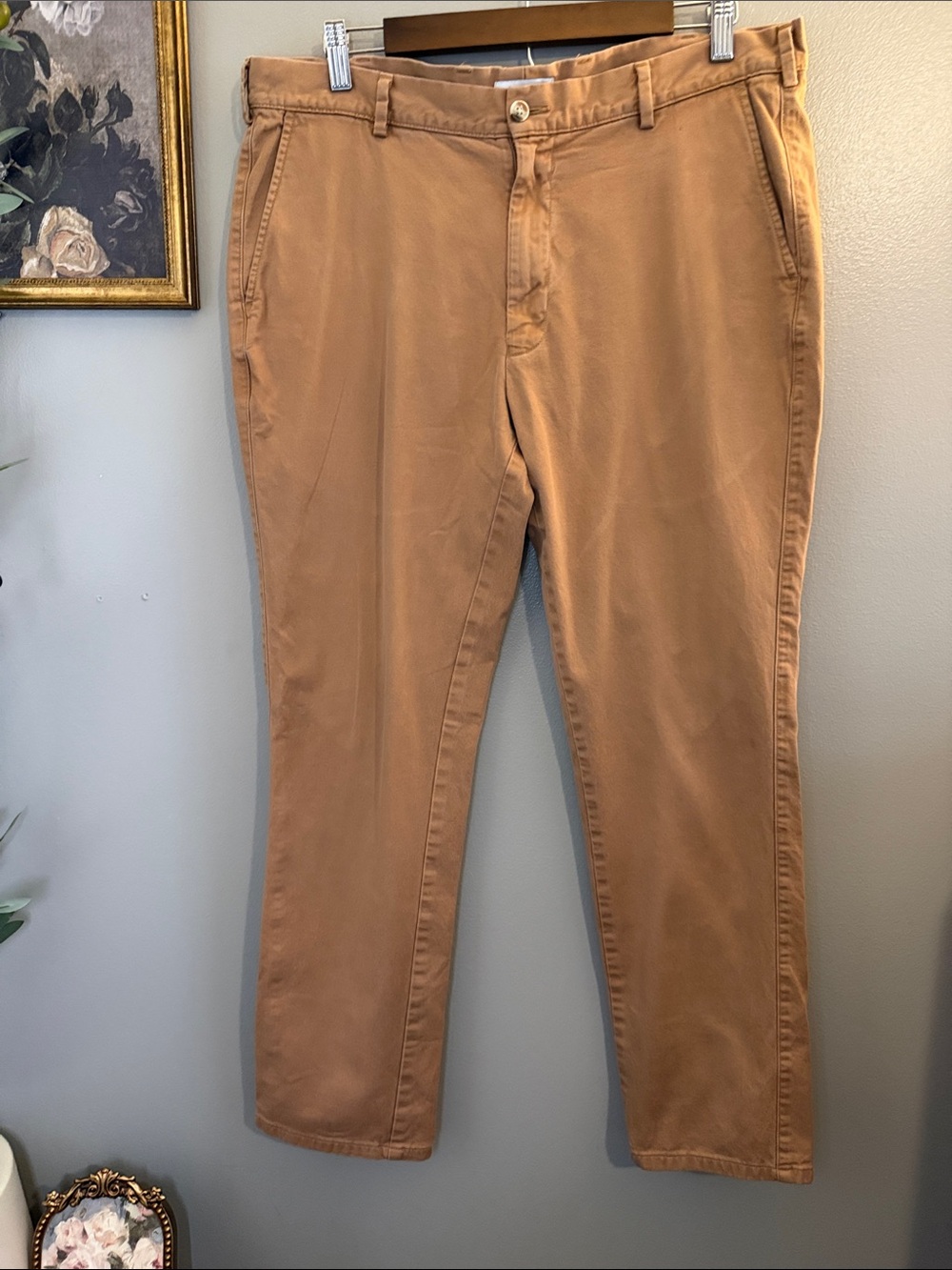 Peter Millar Men’s Chino Pants Size 36x29 Brown Tan Straight Flat Front Cotton - Picture 3 of 7